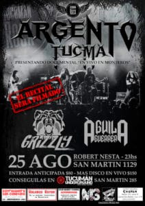 ARGENTO TUCMA EN VIVO - FLYER - 25 Agosto 2017 - Robert Nesta - TucumanRock